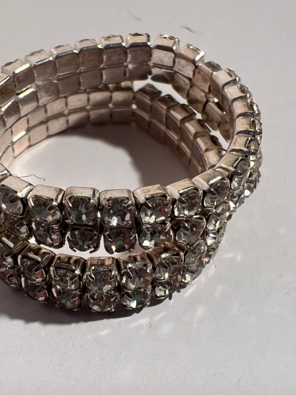 Set of 2 Silver-Tone Rhinestone Stretch Rings - Picture 3 of 10